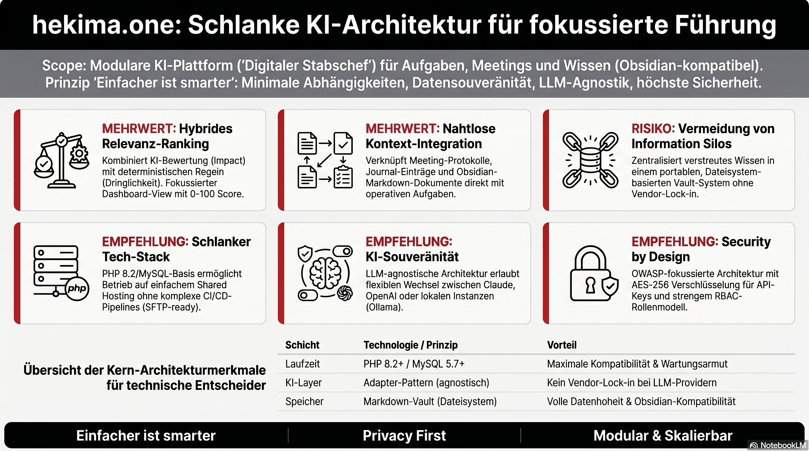 Architektur schl&auml;gt Hype: hekima.one Architekturmerkmale